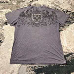 Vintage Positano T Shirt Mens Large Gray Heathered Imperial Eagle Y2K Grunge AOP